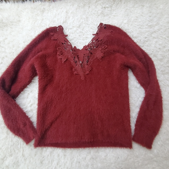 BKE Fuzzy Crochet Detail Sweater - Picture 6 of 10